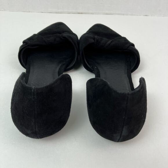 Eileen Fischer Sz 8 Fuller Suede d'Orsay Ballet Flats Black Office Preppy Comfy - Picture 10 of 16